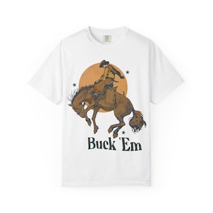 Buck Em Cowboy Bucking Horse T-shirt | Western Vintage Style Tee, Cowboy Graphic Shirt, Rodeos Top, Western Aesthetic, Vintage Western