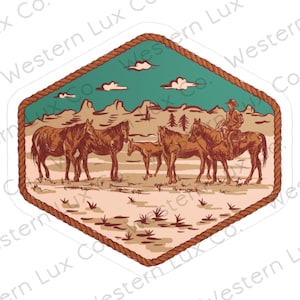 Retro Western Desert Sticker, Wanderlust Cowboys Decal, Western Aesthetic Vinyl, Vintage Western, Southern Country Kiss-Cut Vinyl Decals