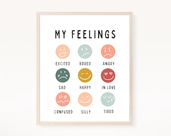 My Feelings Print, Children Learning Aid, Colorful Kids Room, Small Business Art, Digital Downloads, Educational Print, Emotions Print, Kids