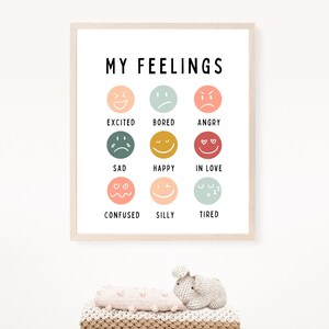 Impression de mes sentiments, matériel pédagogique pour enfants, chambre d'enfants colorée, oeuvre d'art pour petite entreprise, téléchargements numériques, impression éducative, impression d'émotions, enfants