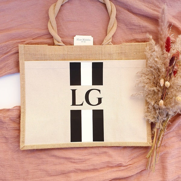 Personalisierter Shopper mit Initialen | Jute Beutel Individuell | Einkaufstasche