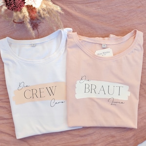 Personalisierte Shirts für den JGA für die Crew und dir Braut.