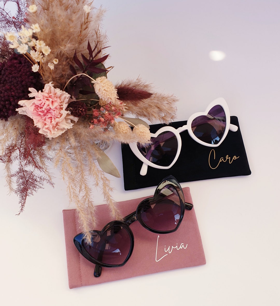 Heart-shaped Sunglasses With Personalized Glasses Case