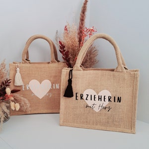Geschenk Erzieherin Abschied mit Makramee-Anhänger | Erzieherin mit Herz | Dankeschön und Abschiedsgeschenk | Kindergarten und Kita
