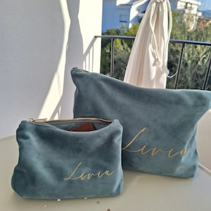 Hochwertige personalisierbare Tasche in Samtoptik mit Namen | Geschenk JGA Brautparty und Trauzeugin