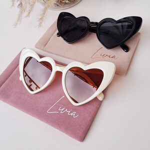 Heart Shaped Sunglasses with Personalized Glasses Case | Bachelorette party | Bridal accessory outfit summer