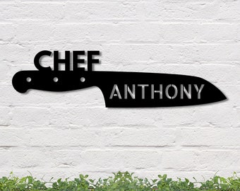 Chef Knife Sign, Custom Metal Sign for Kitchen, Personalized Kitchen Signs, Gift For Chef, Custom Kitchen Sign Wall Decor, Custom Chef Knife