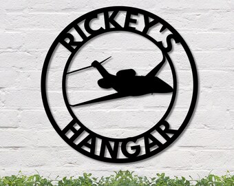 Airplane Hangar Sign, Personalized Pilot Name Sign, Custom Aviation Lover, Private Jet Sign, Airplane Sign, Personalized Airplane Sign