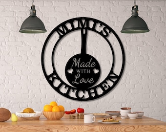 Letrero de metal personalizado para cocina, letrero de metal de cocina de Nana, letreros de cocina personalizados, hecho con amor, decoración de pared de letrero de cocina personalizado