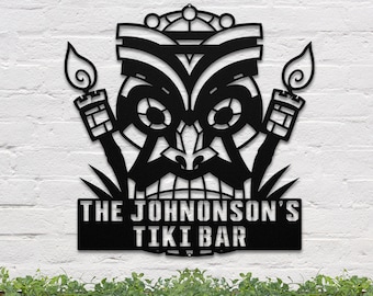 Tiki Bar Personalized Metal Sign | Home Bar Sign | Custom Tiki Bar Decor | Personalized Tiki Bar Wall Art