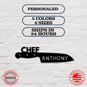 Chef Knife Sign, Custom Metal Sign for Kitchen, Personalized Kitchen Signs, Gift For Chef, Custom Kitchen Sign Wall Decor, Custom Chef Knife image 3