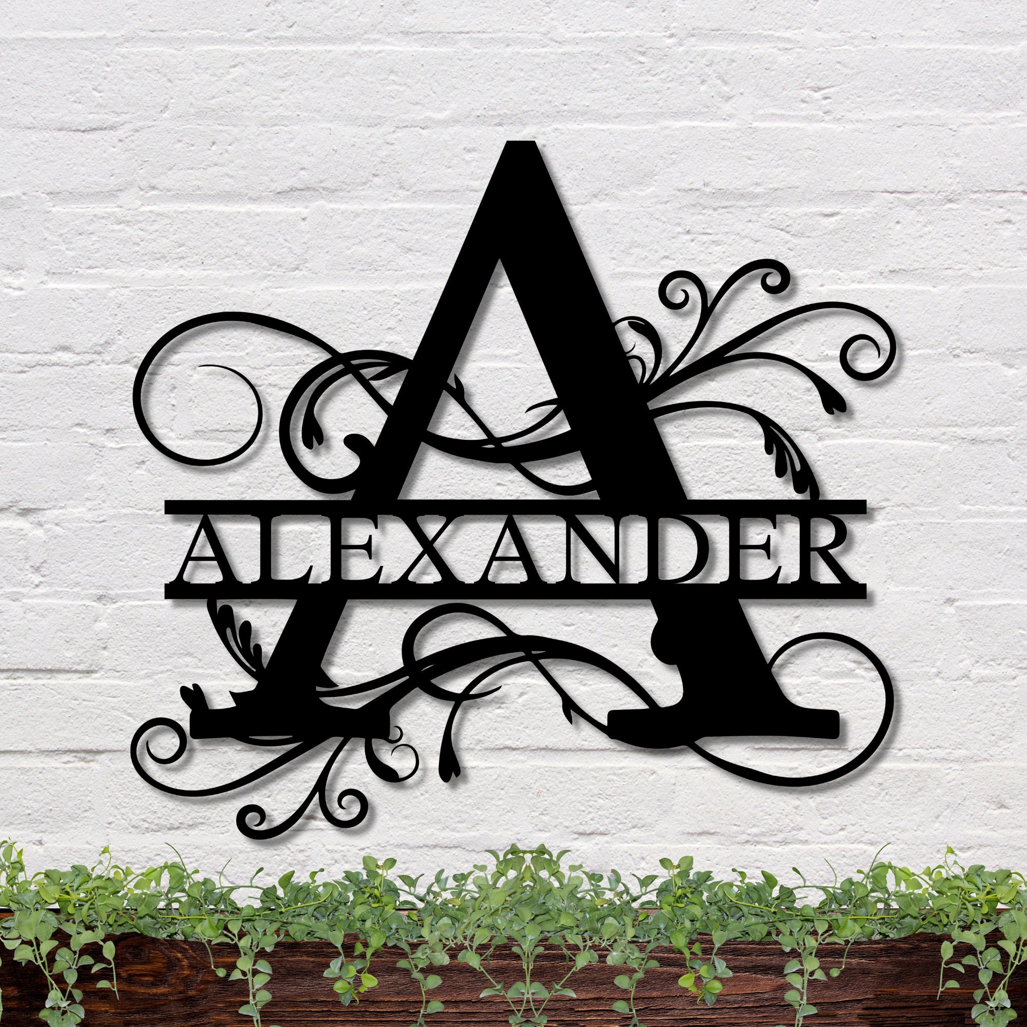 Sign Innichal Custom Swirl Metal Initial Sign, Personalized Last Name Sign - Etsy