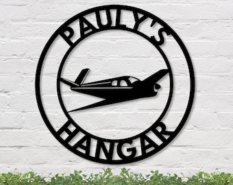 Airplane Hangar Sign, Personalized Pilot Name Sign, Custom Aviation Wall Art, Airplane Sign, Personalized Airplane Sign, Metal Aviation Sign