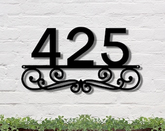Letrero de dirección metálico con remolino personalizado, placa de número de casa personalizada