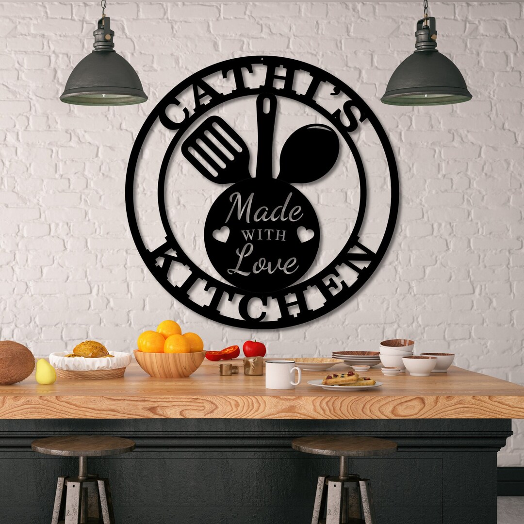 Made With Love Kitchen Sign, Nana's Kitchen Metal Sign, Personalized ...