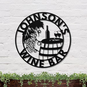 Wine Bar Sign, Personalized Bar Sign, Wine Decor, Mother&#39;s Day Gift, Wine Gifts, Wine Sign, Wine Bar Metal Wall Sign, Wine Glass Home Decor