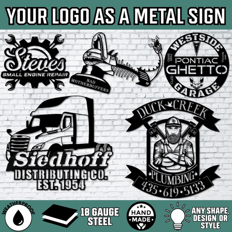 Custom Logo Sign | Personalized Metal Wall Art Sign | Custom Steel Decor | Metal Logo Sign | Logo and Text Metal Wall Art Sign image 1