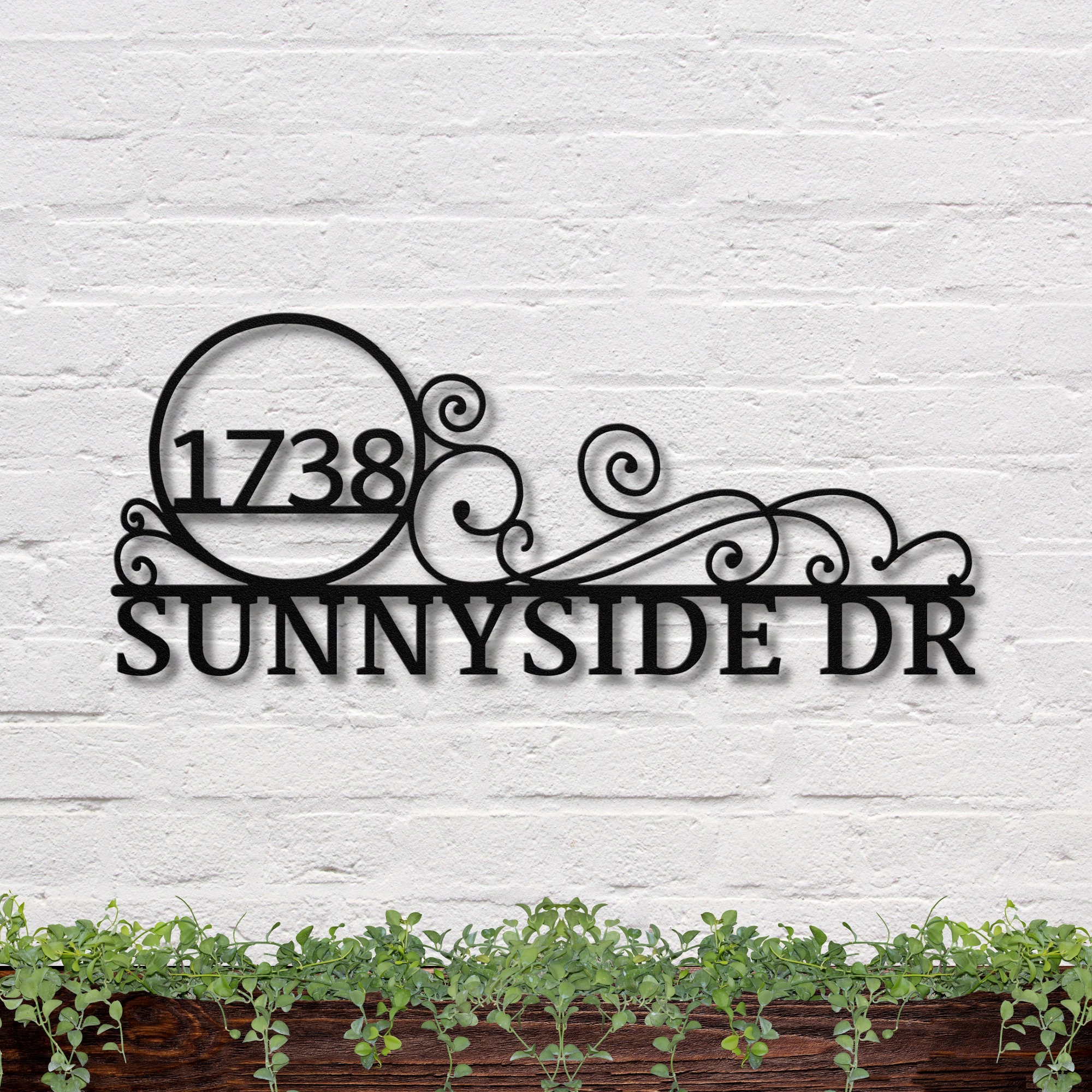 Round Metal Address Sign Custom Swirl Metal Address Sign, Powder Coated Steel - Etsy