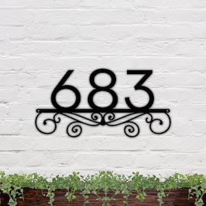 Custom Swirl Metal Address Sign, House Numbers, Address Plaque