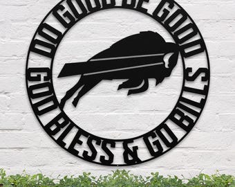 God Bless & Go Bills | Buffalo Bills Sign | Buffalo Football Sign | Buffalo Bills Fan Gift | Bills Football Sign | Bills Mancave Wall Art