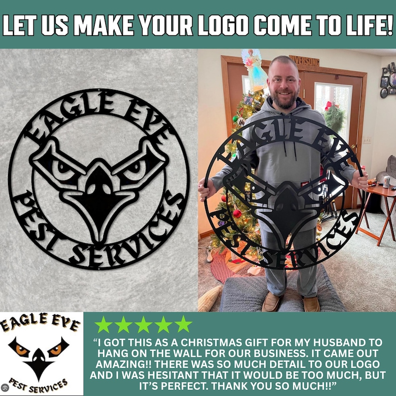 Custom Logo Sign | Personalized Metal Wall Art Sign | Custom Steel Decor | Metal Logo Sign | Logo and Text Metal Wall Art Sign image 4