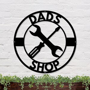 Dad&#39;s Workshop, Gift For Dad, Papas Work Shop Metal Sign, Shop Sign For Dad Fathers Day Gift, Gift for Dad, Gift for Grandpa, Gift for Papa