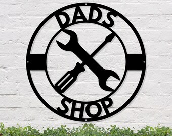 Dad's Workshop Metal Sign, Father's Day Gift, Powder Coated Steel