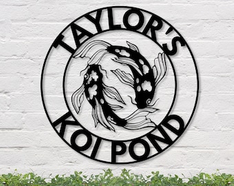 Koi Pond Sign, Personalized Koi Pond Sign, Koi Fish Sign, Custom Koi Pond Sign, Koi Fish, Custom Fish Sign, Koi Pond, Outdoor Fish Sign