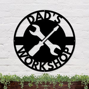Dad&#39;s Workshop, Gift For Dad, Papas Work Shop Metal Sign, Shop Sign For Dad Fathers Day Gift, Gift for Dad, Gift for Grandpa, Gift for Papa