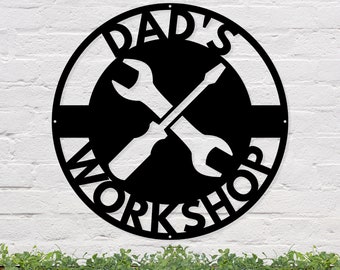 Dad's Workshop Metal Sign, Father's Day Gift, Papa's Shop Decor