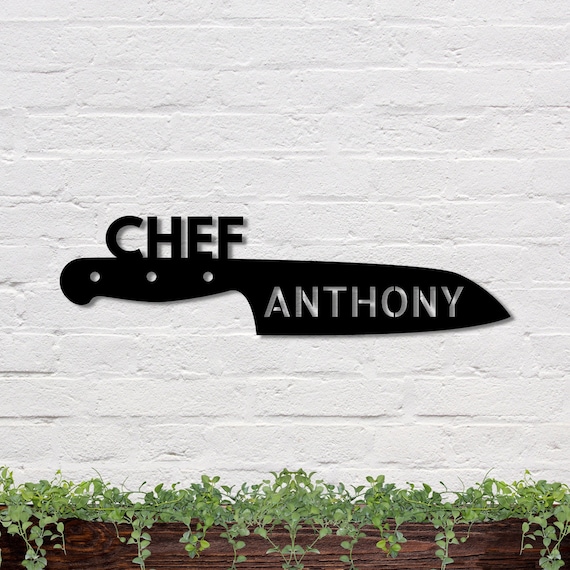 Chef Knife Sign, Custom Metal Sign for Kitchen, Personalized Kitchen Signs, Gift For Chef, Custom Kitchen Sign Wall Decor, Custom Chef Knife