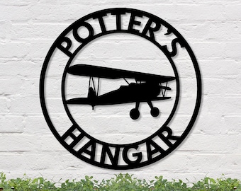 Airplane Hangar Sign, Personalized Pilot Name Sign, Custom Aviation Lover, Man Cave Sign, Airplane Sign, Personalized Airplane Sign, Plane