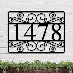 Address Sign For House, Metal House Numbers, Personalized Address Sign, Swirl Address Sign, Custom Metal Address Sign, Large Address Sign