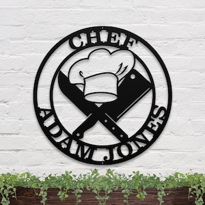 Personalized Chef Sign | Custom Kitchen Metal Sign | Custom Chef Knife Sign | Personalized Kitchen Sign | Custom Chef Hat Sign | Chef Knives