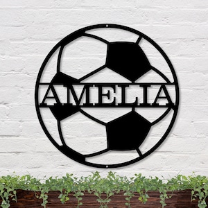 Personalized Soccer Ball Metal Sign, Soccer Ball Name Sign, Kids Room Soccer Sign, Gift For Soccer Player, Soccer Gift, Gift For Athlete