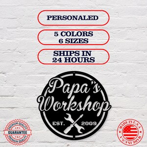 Papa's Workshop Gift for Dad Personalized Fathers Day Gift Shop Sign ...