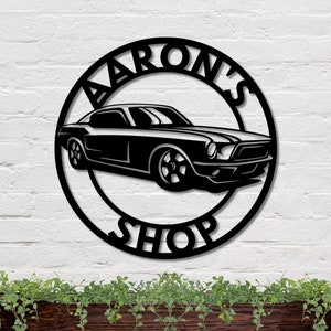 Custom Car Sign, Car Signs for Garage, Car Name Sign, Muscle Car, Garage Metal Sign, Man Cave Sign, Mechanic Gifts, Work Shop