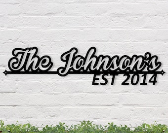Personalized Metal Family Name Sign, Established Last Name, Wedding Gift