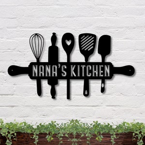 Custom Metal Sign for Kitchen, Nana&#39;s Kitchen Metal Sign, Personalized Kitchen Signs, Nana Mothers Day Gift, Custom Kitchen Sign Wall Decor