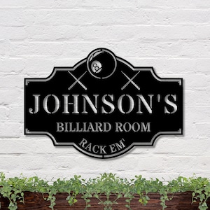 Pool Room Sign, Pool Table Sign, Billiard Room Sign, Custom Pool Table Sign, Personalized Pool Room Sign, Pool Player Gift, Mancave Gift