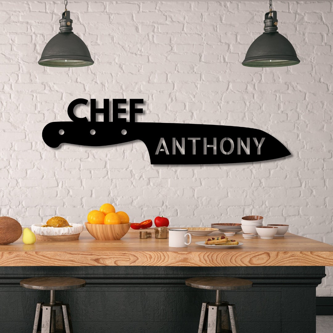 Personalized Chef Knife Metal Sign, Kitchen Wall Decor - Etsy