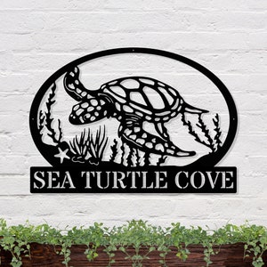 Metal Sea Turtle Sign | Personalized Turtle Sign | Sea Turtle Wall Art