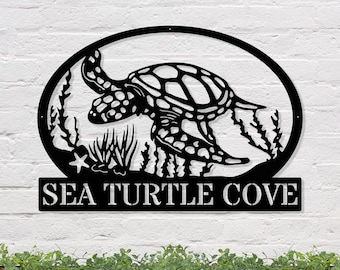 Nom de tortue, signe personnalisé de maison de plage, signe de plage, décoration de maison de plage, signe de tortue de mer, signe de maison de plage, art de tortue de mer, tortue