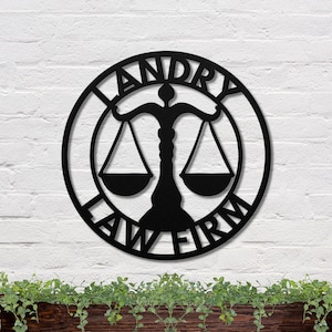 Personalized Lawyer Sign, Custom Law Firm Metal Sign, Lawyer Gift, Attorney Metal Sign, Law Student Gift, Judge Gift, Lawyer Office Decor