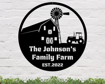 Letrero de granja familiar personalizado / Decoración de granero de metal personalizada