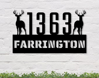 Deer Address sign, Metal Deer Sign, Deer Yard sign, Address Sign, Deer House Number Plaque, Yard Address sign, Antler Address sign, Hunter