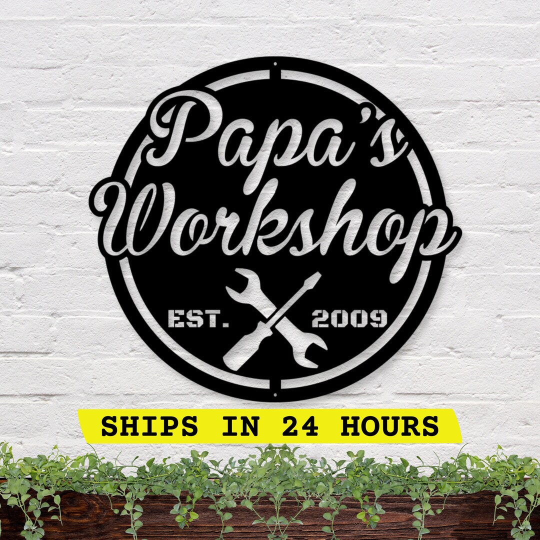 Papa's Workshop Gift for Dad Personalized Fathers Day Gift Shop Sign ...