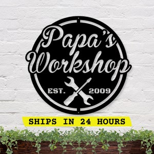 Papa's Workshop Gift For Dad Personalized Fathers Day Gift Shop Sign For Dad, Fathers Day Gift For Dad, Gift for Grandpa, Gift for Papa