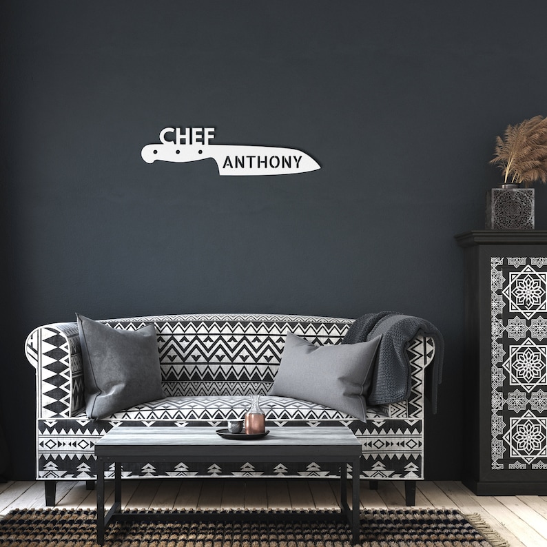 Chef Knife Sign, Custom Metal Sign for Kitchen, Personalized Kitchen Signs, Gift For Chef, Custom Kitchen Sign Wall Decor, Custom Chef Knife image 6