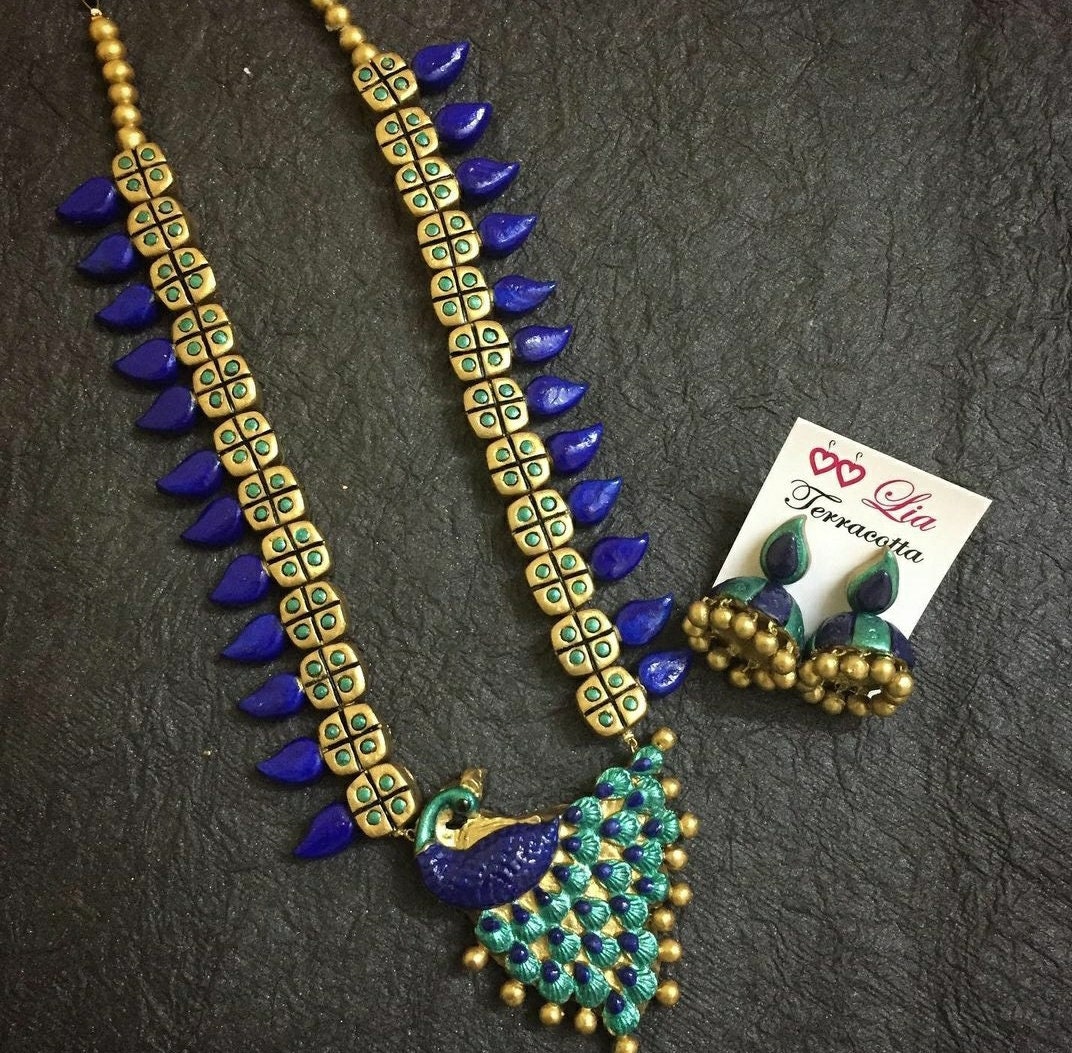 Green kriya terracotta jewellery – Diva Creations Terracotta Jewellery